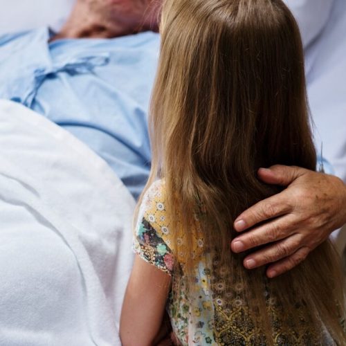 A sick elderly staying at a hospital
